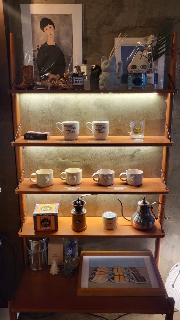 cup display at Cafe Armoire