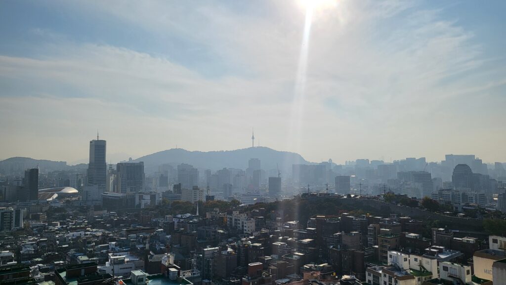 Namsan Tower rooftop cafe outdoor seating view