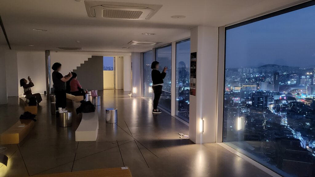 Namsan Tower rooftop cafe 3rd floor at night