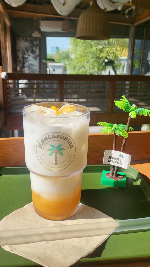 Jeong Geurida signature mango coconut drink at Nature Cafe Near Heunginjimun Gate