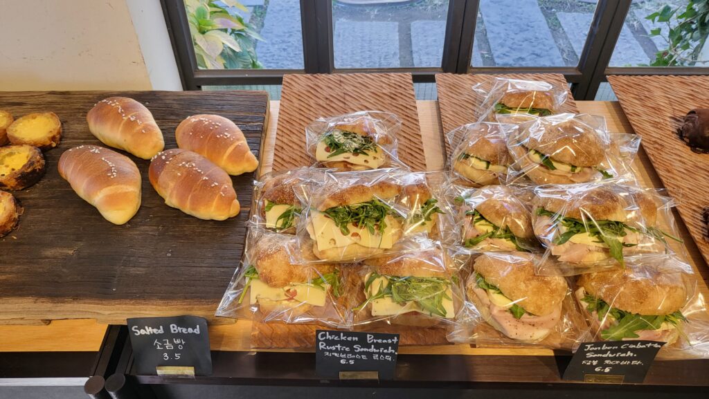 Baked goods at Baeogae Bakery near Naksan Park Gaeppul Cafe