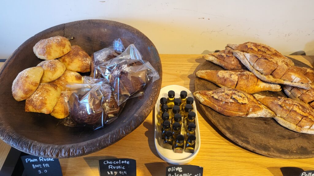 Baked goods at Baeogae Bakery near Naksan Park Gaeppul Cafe