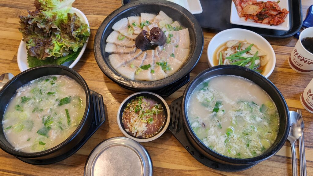 sundae gukbap, pork gukbap, boiled pork and pollack roe