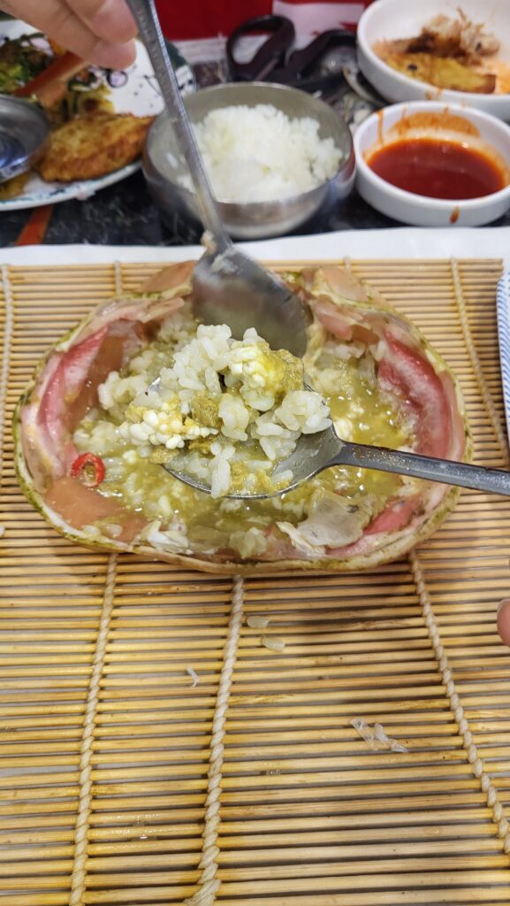 crab innards with rice