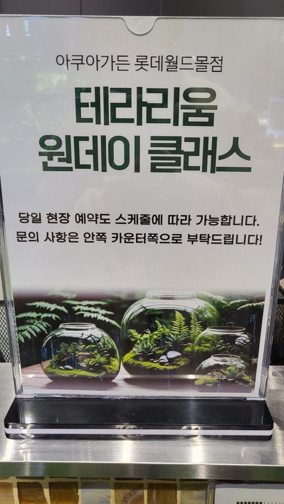 Jamsil Aquarium Cafe Aquagarden terrarium one-day class